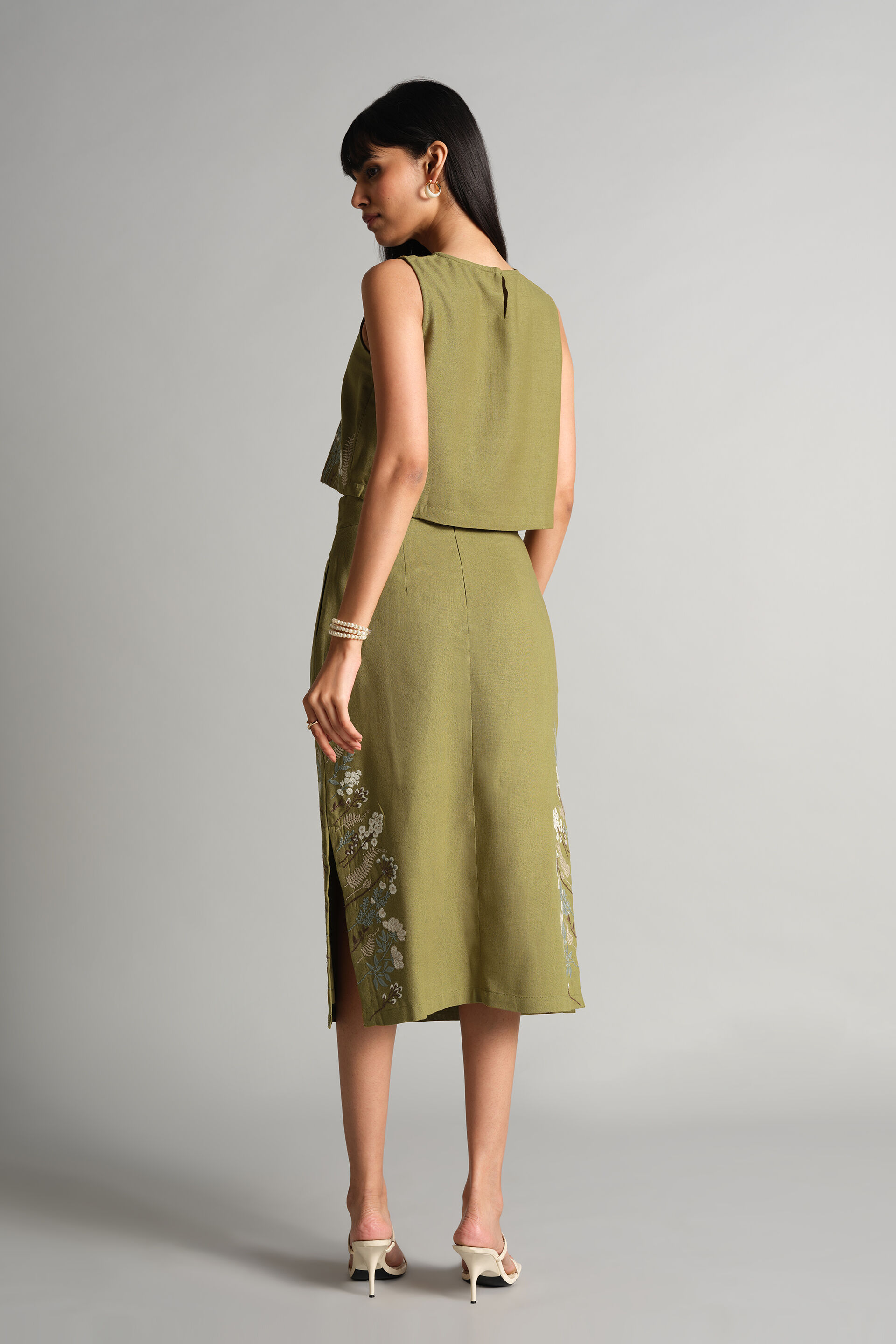 Greens Around Skirt Set, Olive, image 5